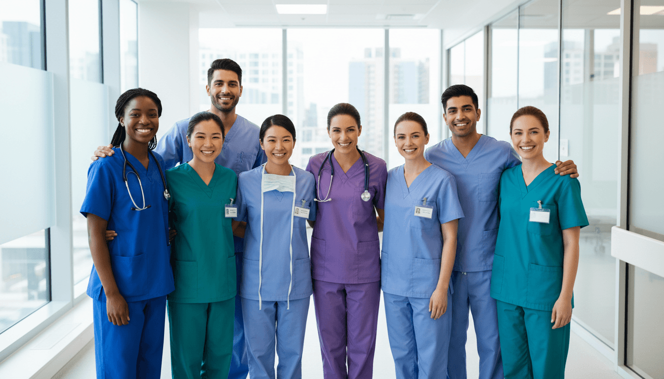 Healthcare professionals in clinical environment
