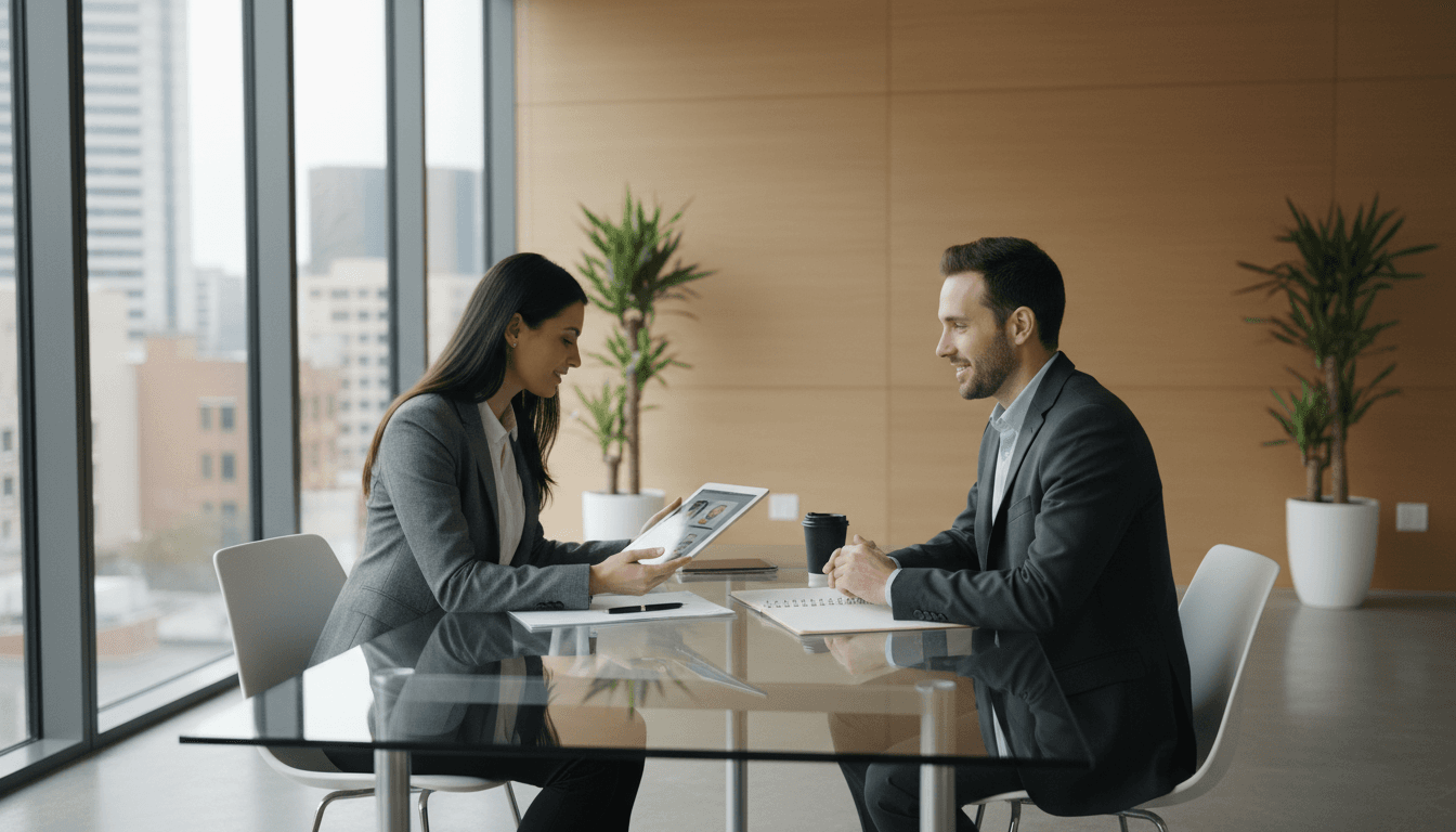 Recruiter conducting interview with candidate in professional office