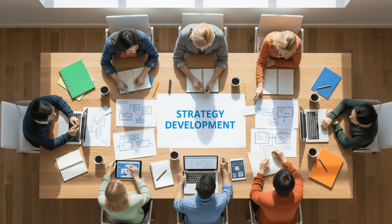 Team of professionals collaborating in modern office environment